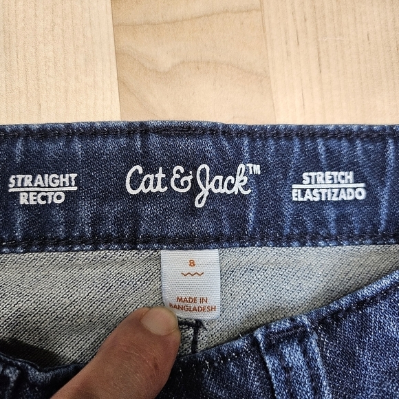 Cat & Jack Straight Stretch Adjustable Waist Denim Blue Jeans Size 8 - Picture 5 of 5